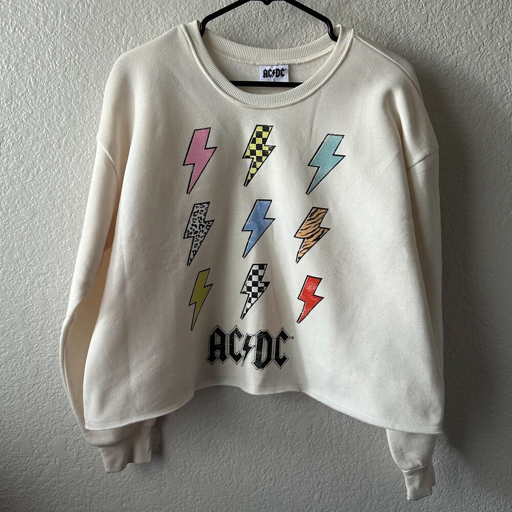 ACDC Sweatshirt Size Small Lightning Crop Oversized